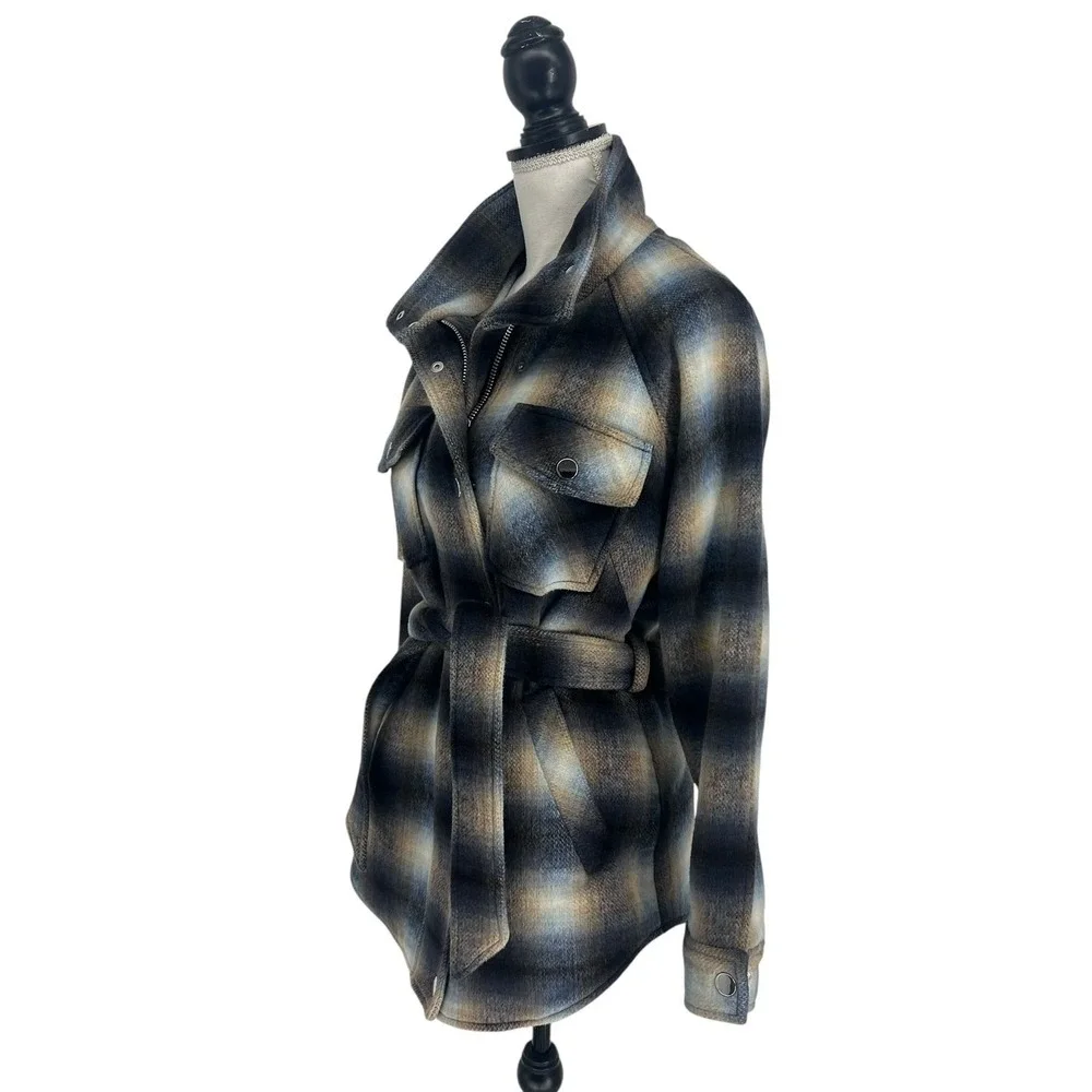 Veronica Beard Amari Khaki & Blue‎ Ombré Plaid Jacket Size XS